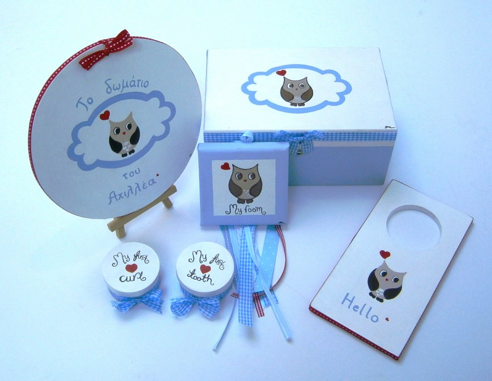 Personalized Newborn gift set Owl NBG044