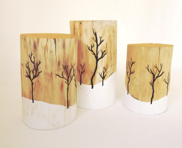 Hand painted Tree trunk stool CF003