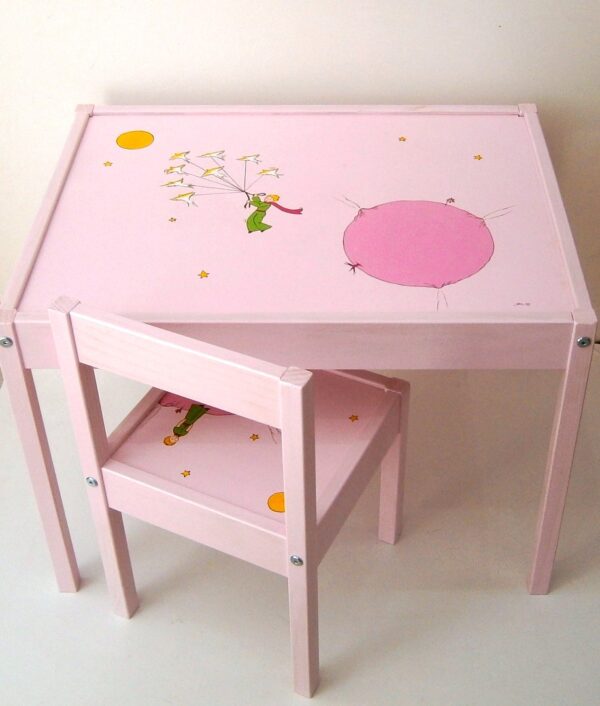 Kids’ chair & table Little Prince pink DE017