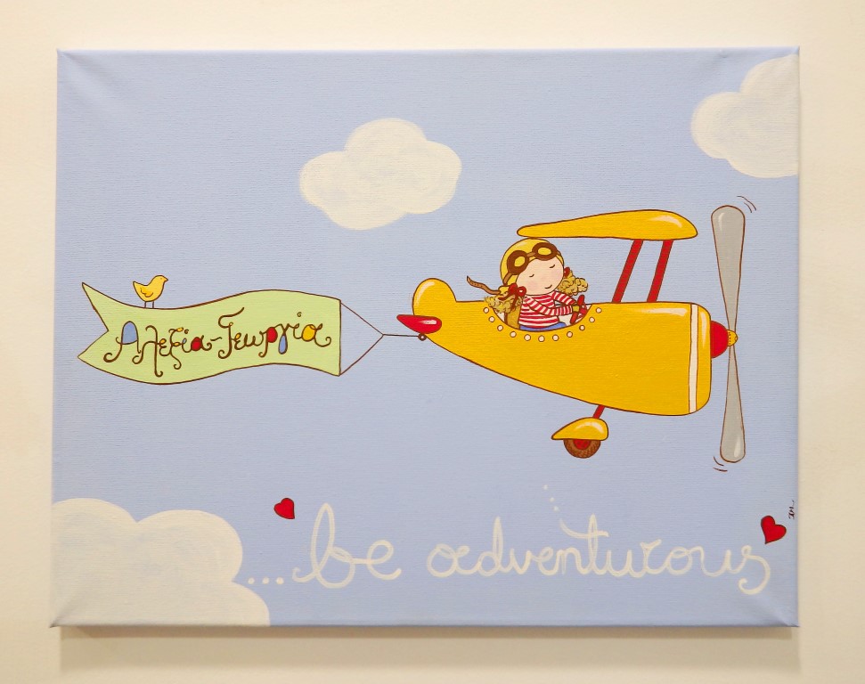 Original wall art canvas for kids with airplane DPP125