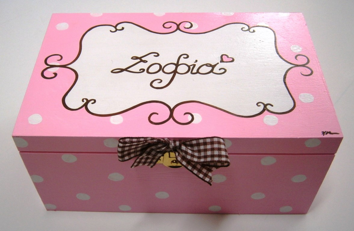 Ζωγραφιστό κουτί Ροζ Polka Dots DZK017