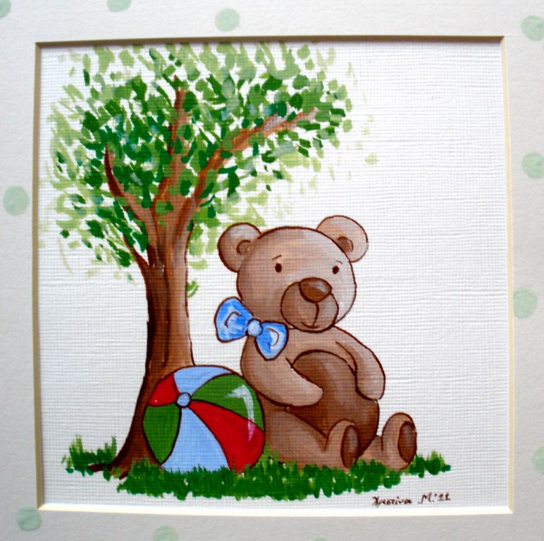 Παιδικός πίνακας Αρκουδάκι και Δέντρο DPP009