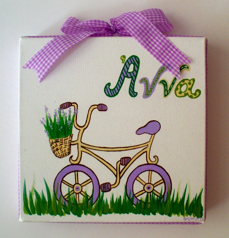 Personalized wall art painting for kids Bicycle DPP048