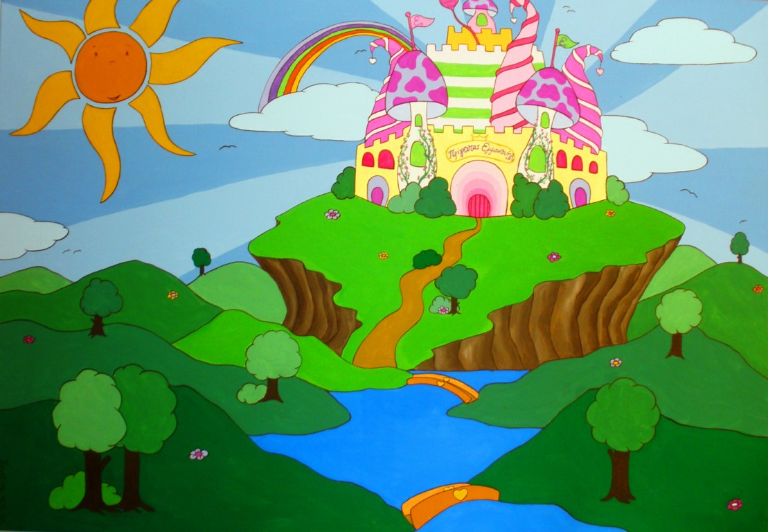 Original wall art painting for kids Fairytale Castle  DPP039
