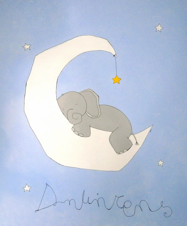 Personalized nursery wall art canvas Little elephant DPP087
