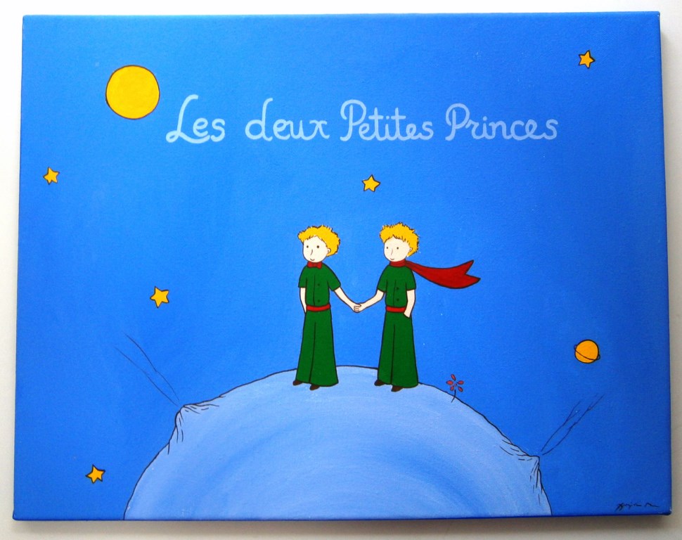 Personalized nursery wall art canvas for twins Little princes DPP061