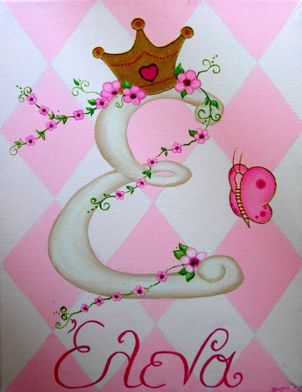 Personalized wall art painting for girls Crown & the Monogram DPP010