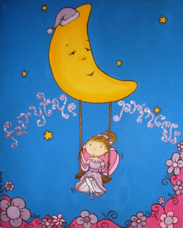 Personalized wall art canvas Girl on a cloud DPP025