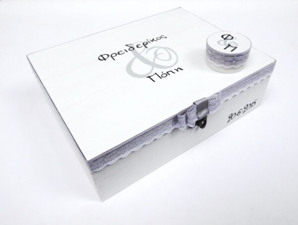 Circlet wedding box (White & Gray) WB013