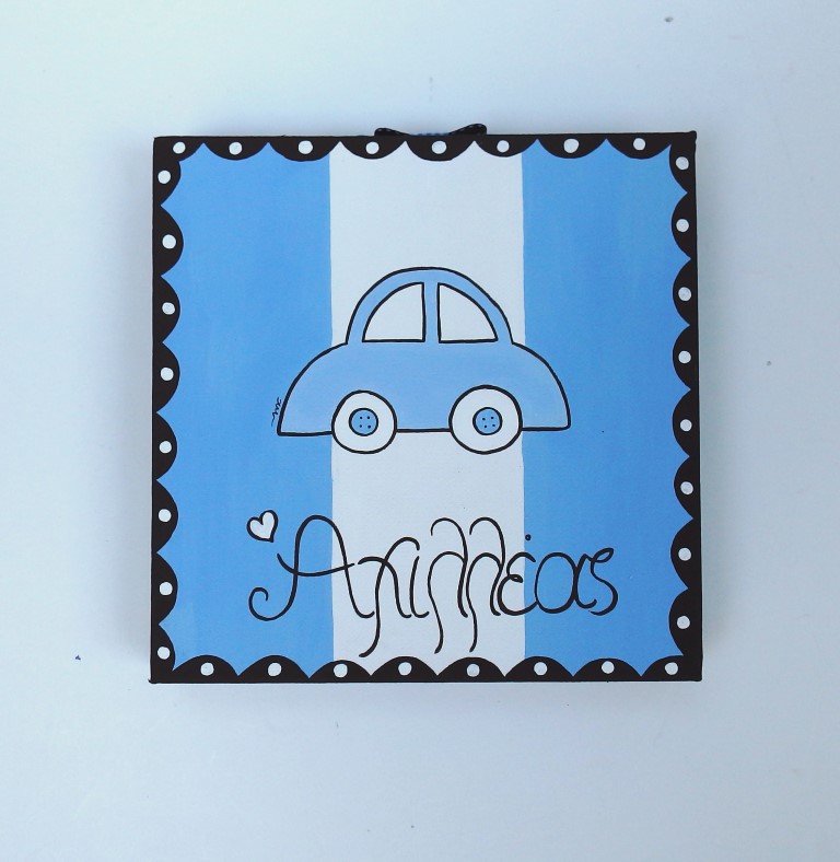 Παιδικός πίνακας "Αυτοκινητάκι" (μπλε ριγέ) DPP114