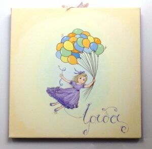 Original wall art painting Little girl with balloons DPP115