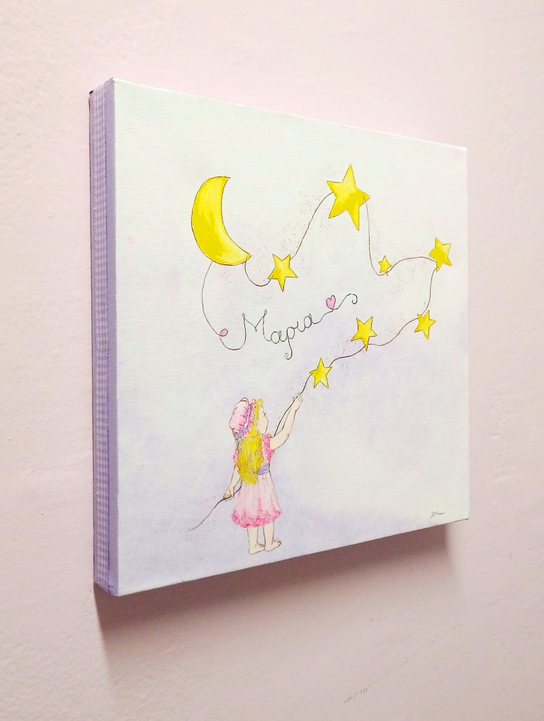 Παιδικός πίνακας "Κοριτσάκι και Αστέρια" DPP116