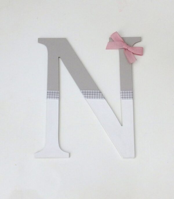 Wooden initial on frame personalized nursery decoration ZG048