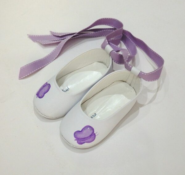 Hand painted handmade baptism baby shoes butterfly BP061