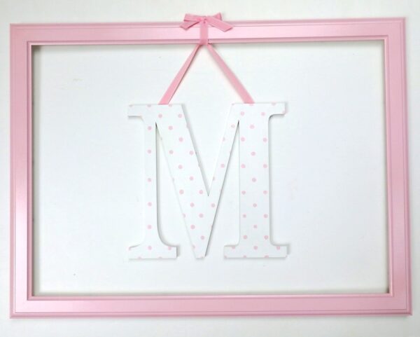 Wooden initial on frame personalized nursery decoration - ZG054