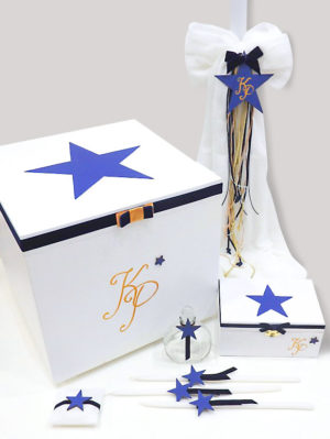 Baptism set with Stars in Gold & Blue VS106