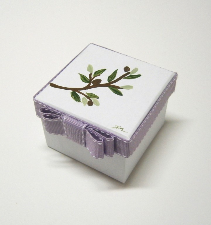 Baptism bomboniere printed box with olive tree BB007