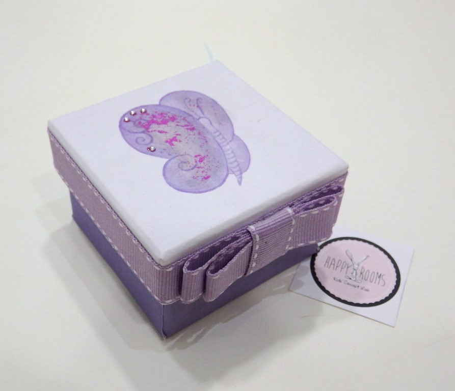Baptism bomboniere printed box with butterfly BB008