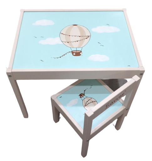 Kids’ chair & table Hot Air Balloon mint DE065