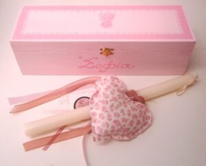 Baby’s Easter candle in a wooden box Ballerina PLN005