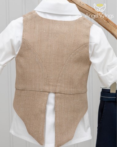 Baptism clothes for baby boys  Edward 164 Beige and Nany blue