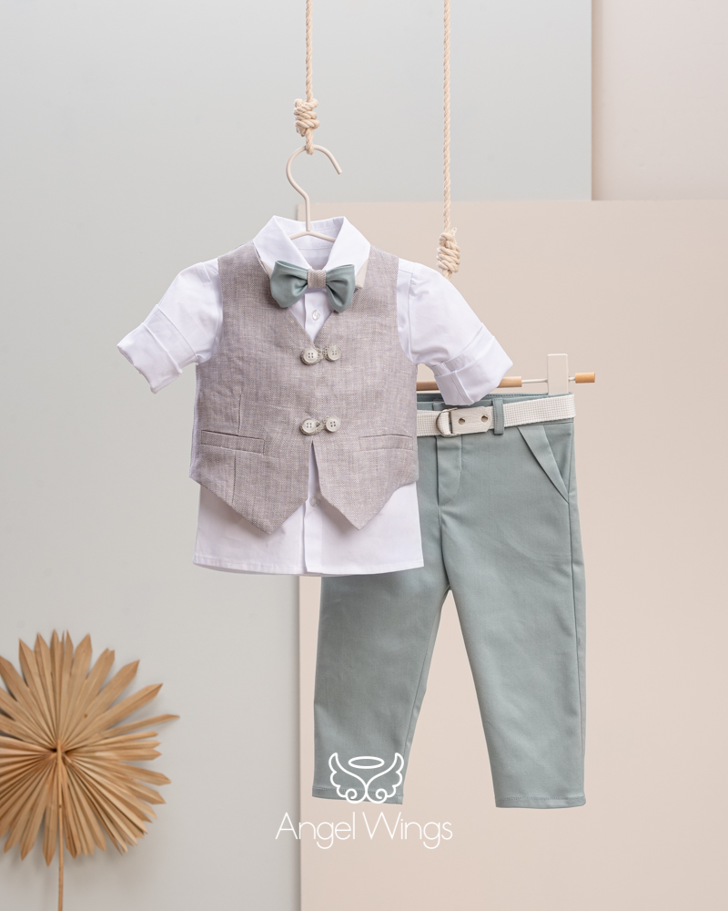 Baptism clothes for baby boys Charlie 165 Grey and Mint