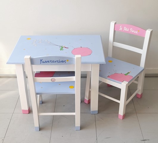 Kids’ chairs & table Little Prince pink DE068