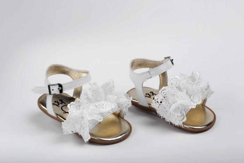 Handmade baptism shoes for newborn baby girls - first steps K2226E