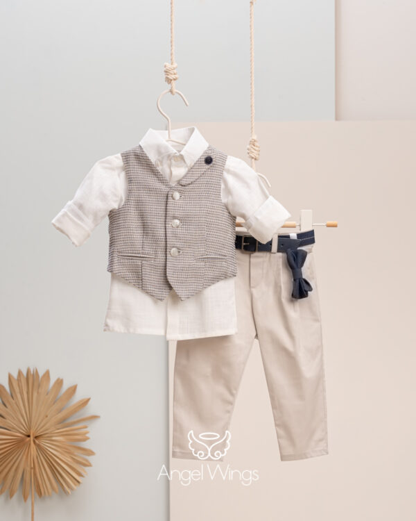 Baptism clothes for baby boys Filippos 171 Beige navy blue