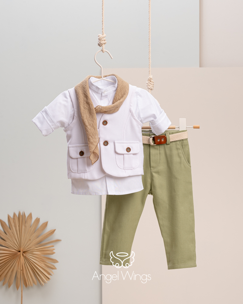 Baptism clothes for baby boys Odysseas 173 olive green
