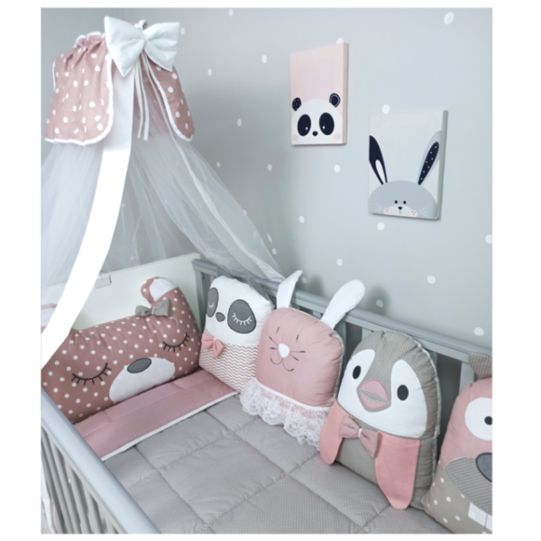 Decorative pillow Tiny Friends dusty pink - DM043