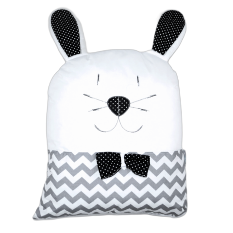 Decorative pillow Sugar Family bunny white - black DM009