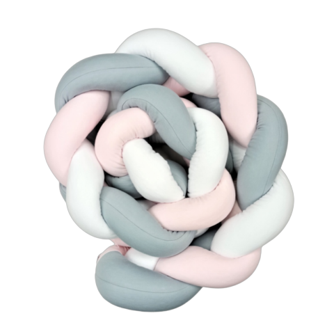 Βρεφική πάντα κούνιας πλεξούδα λευκό - ροζ - γκρι PK014