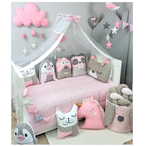 Nursery crib set tiny friends pink SVK009