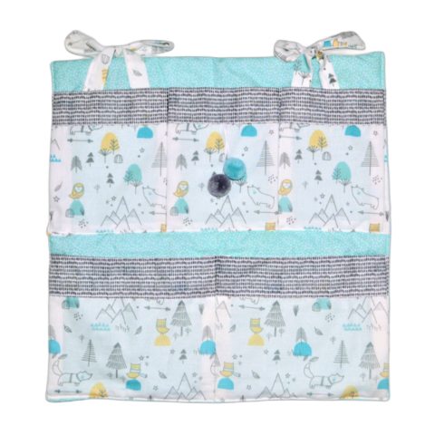 Hanging cotton organizer for nursery room bear baby blue TH007