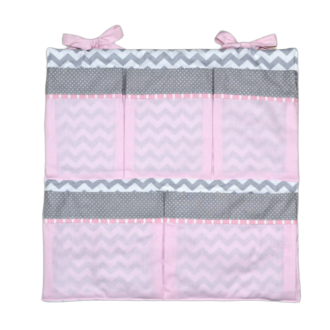Hanging cotton organizer for nursery room pink TH003