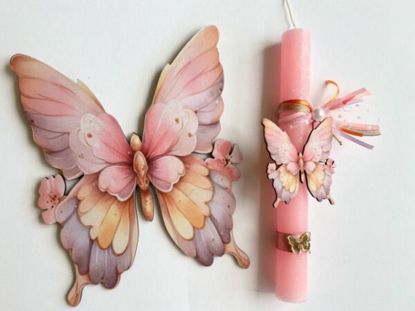 Easter Candle for girls Pink Butterflies PNL071